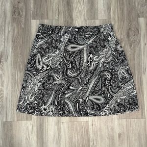LOFT Black and White Paisley Skirt